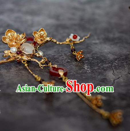 Chinese Traditional Song Dynasty Court Golden Hairpin Ancient Empress Tassel Hair Stick