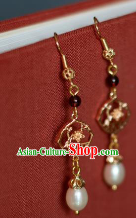 China Traditional Cheongsam Ear Accessories Ancient Princess Garnet Earrings