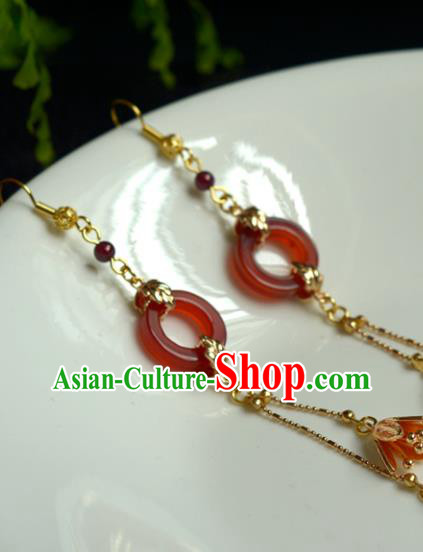 China Handmade Agate Earrings Jewelry Traditional Cheongsam Ear Accessories