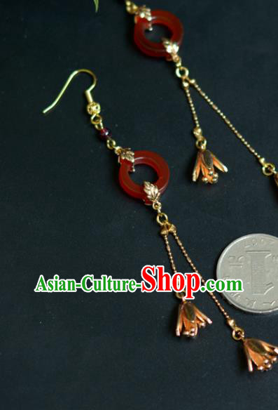 China Handmade Agate Earrings Jewelry Traditional Cheongsam Ear Accessories