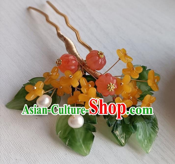 Chinese Ancient Princess Hairpin Hanfu Hair Accessories Traditional Ming Dynasty Osmanthus Hair Stick