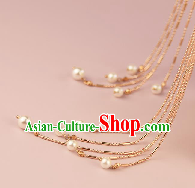 Chinese Handmade Hair Accessories Ancient Hanfu Tassel Hair Stick Traditional Green Flower Hairpin