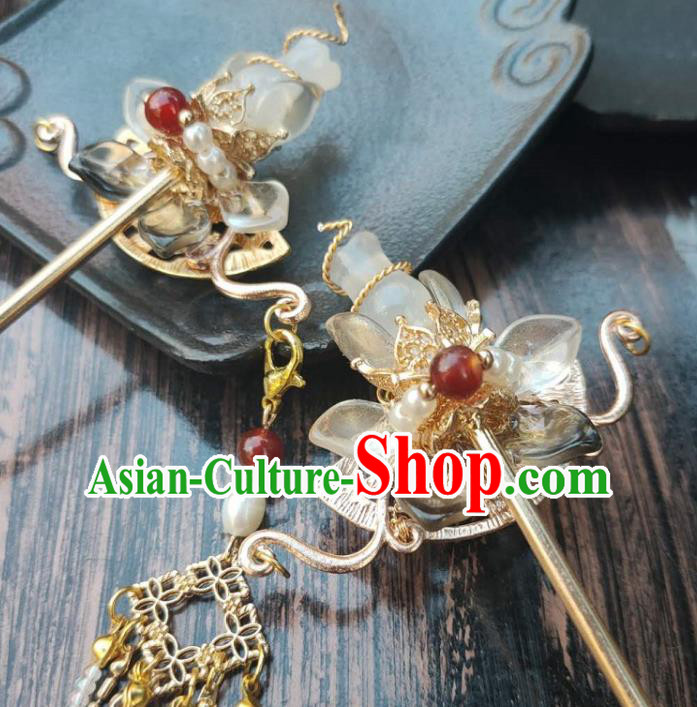 Chinese Ancient Imperial Concubine Hairpin Hanfu Hair Accessories Traditional Ming Dynasty Jade Vase Hair Stick