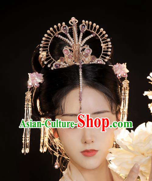 Chinese Handmade Traditional Song Dynasty Hair Accessories Ancient Princess Phoenix Hair Crown