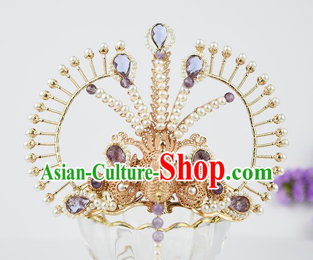 Chinese Handmade Traditional Song Dynasty Hair Accessories Ancient Princess Phoenix Hair Crown