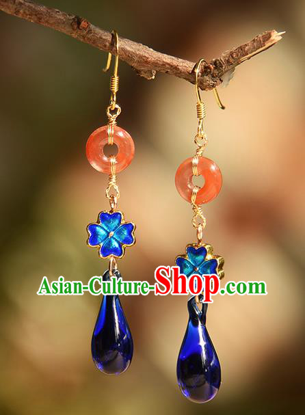 China Handmade Peace Buckle Earrings Jewelry Traditional Cheongsam Cloisonne Ear Accessories