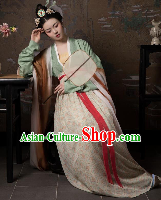 China Ancient Hanfu Costumes Traditional Song Dynasty Imperial Consort Historical Clothing for Women
