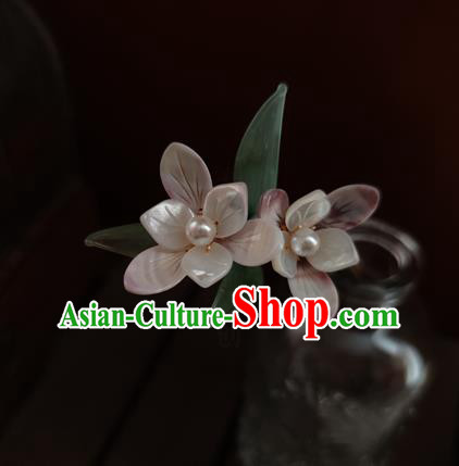 Chinese Traditional Song Dynasty Hair Stick Ancient Princess Shell Orchids Hairpin