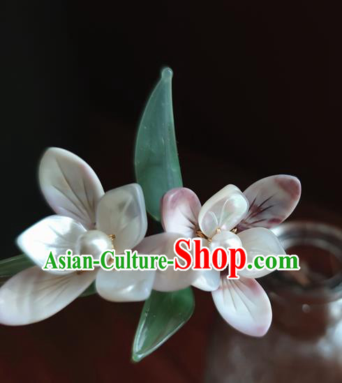Chinese Traditional Song Dynasty Hair Stick Ancient Princess Shell Orchids Hairpin