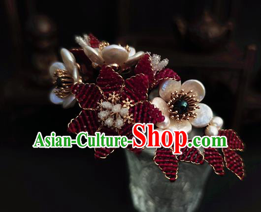 Chinese Traditional Ming Dynasty Hair Comb Ancient Palace Princess Shell Plum Blossom Hairpin