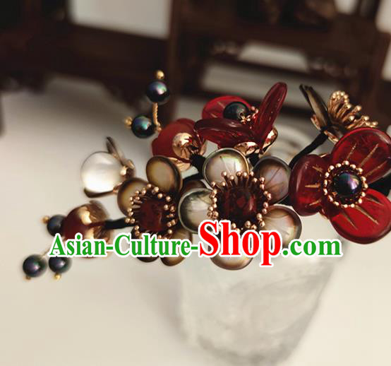 Chinese Traditional Ming Dynasty Plum Blossom Hair Comb Ancient Palace Princess Hairpin Headpiece