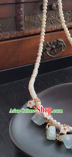China Classical Ancient Princess Necklace Traditional Song Dynasty Aquamarine Necklet Accessories