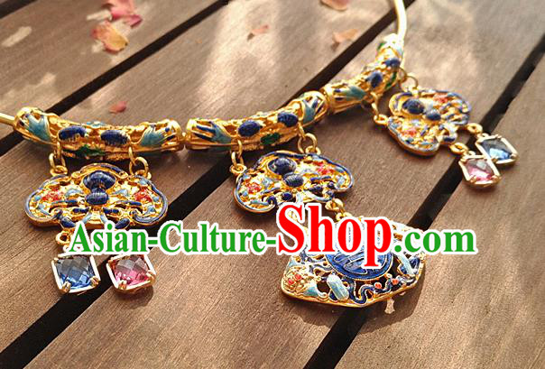 China Classical Ancient Imperial Concubine Cloisonne Necklace Traditional Qing Dynasty Court Necklet Accessories