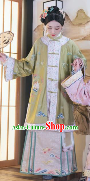 Traditional China Qing Dynasty Imperial Concubine Historical Costumes Ancient Noble Woman Embroidered Clothing