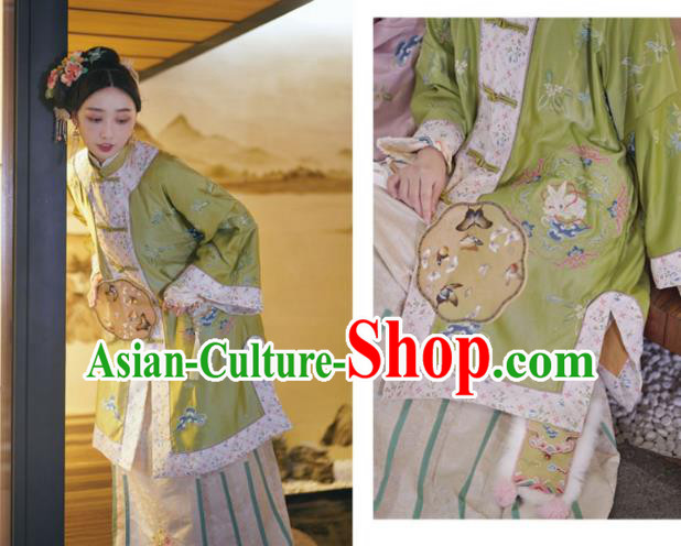 Traditional China Qing Dynasty Imperial Concubine Historical Costumes Ancient Noble Woman Embroidered Clothing