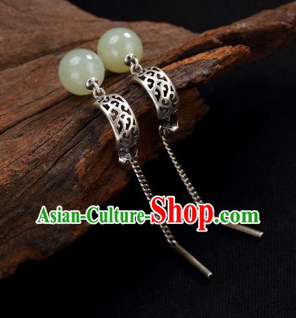 China HandChina Handmade National Earrings Traditional Cheongsam Silver Tassel Ear Accessoriesmade National Earrings Traditional Cheongsam Silver Tassel Ear Accessories