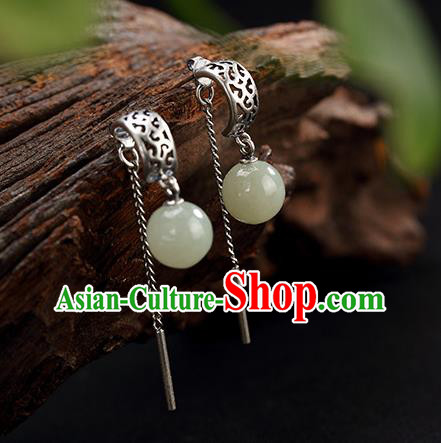 China Handmade National Earrings Traditional Cheongsam Silver Tassel Ear Accessories