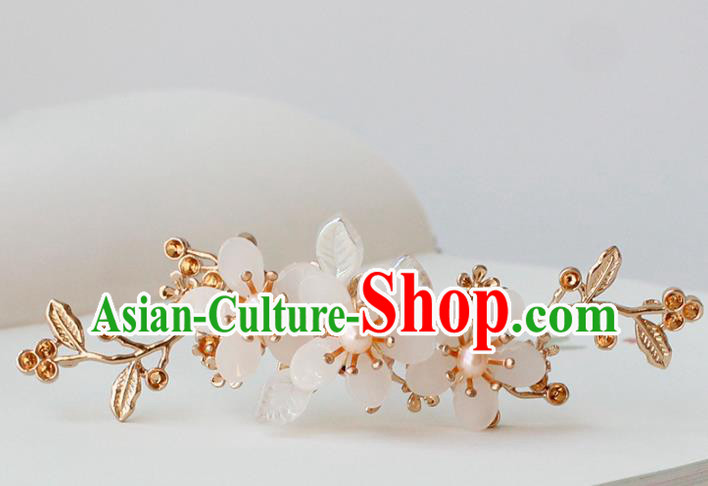 Chinese Ancient Princess Flowers Hairpin Traditional Hanfu Ming Dynasty Pearls Hair Stick