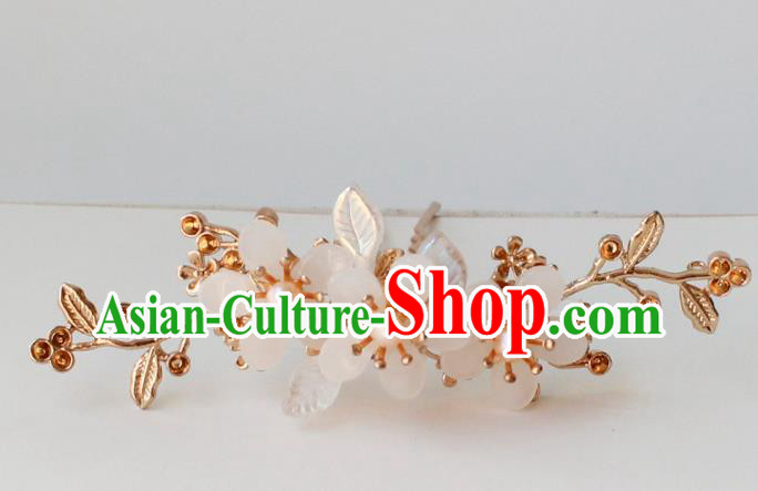 Chinese Ancient Princess Flowers Hairpin Traditional Hanfu Ming Dynasty Pearls Hair Stick