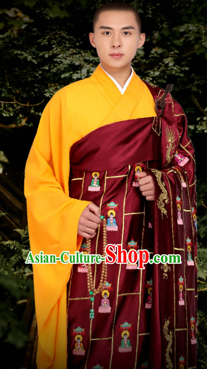 Chinese Classical Traditional Kesa Kasaya Buddhist Monk Clothing Qian Fo Yi Monk Garment Complete Set