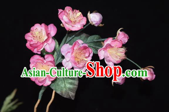 Chinese Handmade Hair Accessories Cheongsam Pink Silk Begonia Hairpin Traditional Hanfu Hair Stick