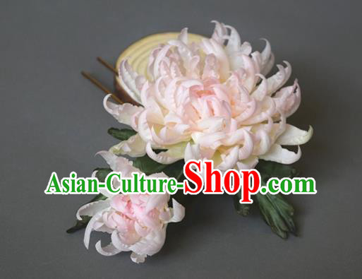 Chinese Ancient Princess Hairpin Traditional Tang Dynasty Pink Chrysanthemum Hair Stick