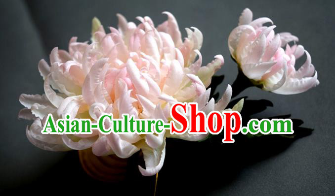 Chinese Ancient Princess Hairpin Traditional Tang Dynasty Pink Chrysanthemum Hair Stick