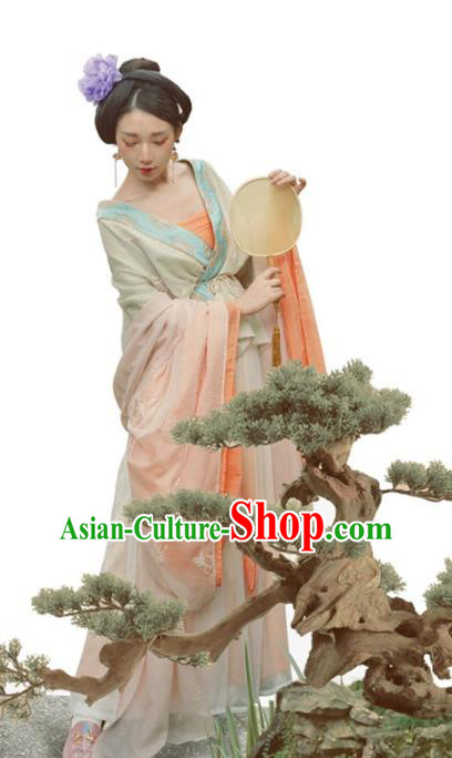 Traditional China Tang Dynasty Court Princess Historical Clothing Ancient Palace Beauty Hanfu Dress Apparels