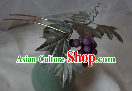 Chinese Handmade Hair Accessories Cheongsam Purple Grape Hairpin Traditional Hanfu Hair Stick