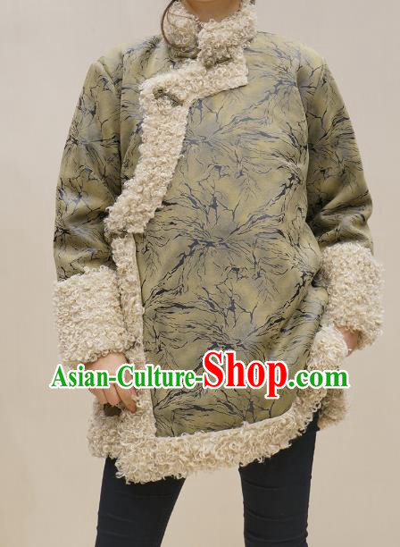 Chinese Zang Minority Winter Cotton Wadded Jacket Tibetan Nationality Woman Outer Garment Clothing