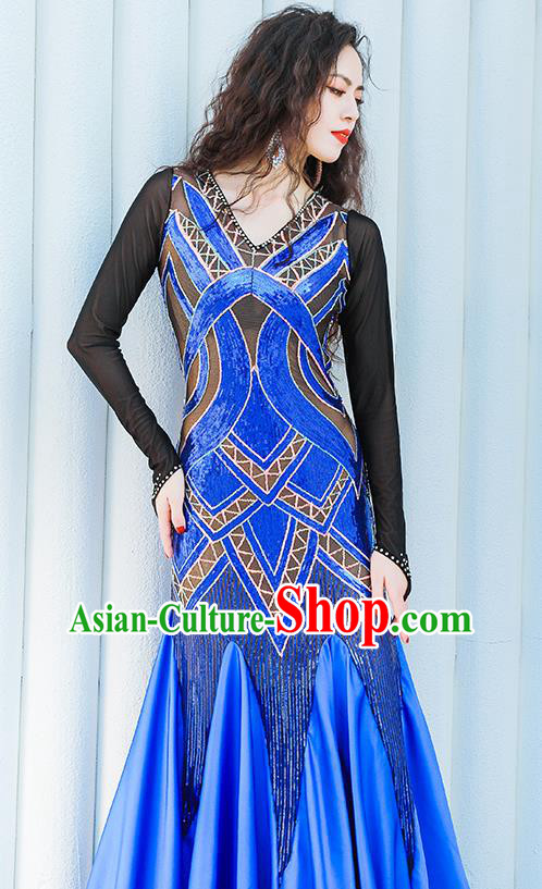 Asian Oriental Dance Royalblue Fishtail Dress India Traditional Belly Dance Clothing