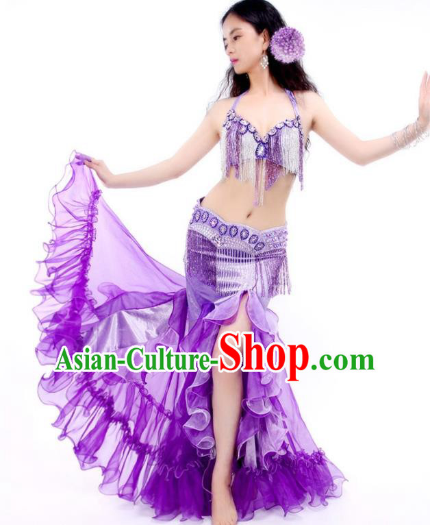 Asian Oriental Dance Stage Performance Clothing Indian Traditional Belly Dance Purple Sexy Outfits