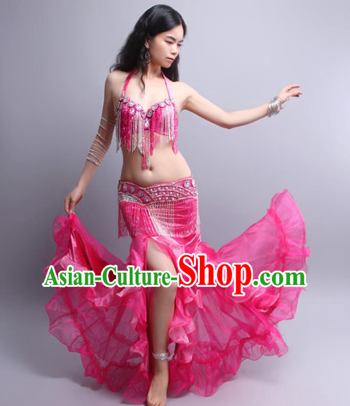 Indian Traditional Belly Dance Performance Rosy Sexy Tassel Outfits Asian Raks Sharki Oriental Dance Clothing