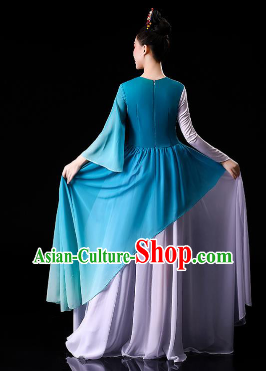 China Traditional Palace Fan Dance Clothing Classical Dance Umbrella Dance Blue Dress