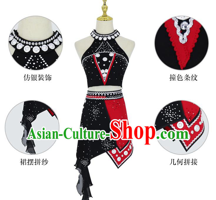 China Traditional Ethnic Dance Competition Clothing Wa Nationality Folk Dance Costumes