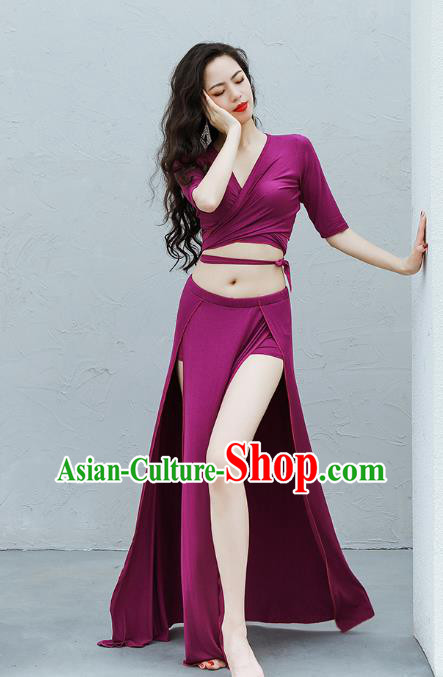 Traditional Bollywood Raks Sharki Training Purple Uniforms Indian Belly Dance Costume