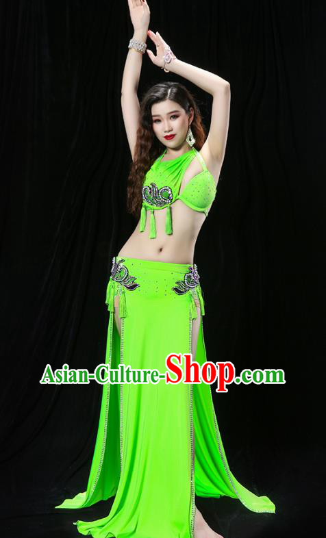 Traditional Asian Raks Sharki Oriental Dance Costumes Indian Belly Dance Stage Performance Green Uniforms
