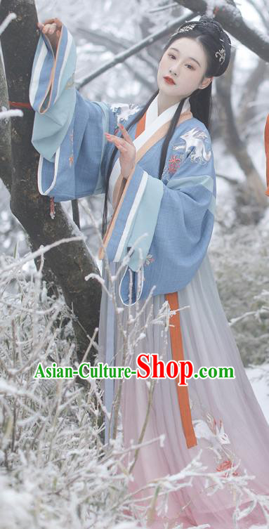 China Ancient Imperial Concubine Embroidered Hanfu Dress Traditional Jin Dynasty Court Beauty Hanfu Clothing