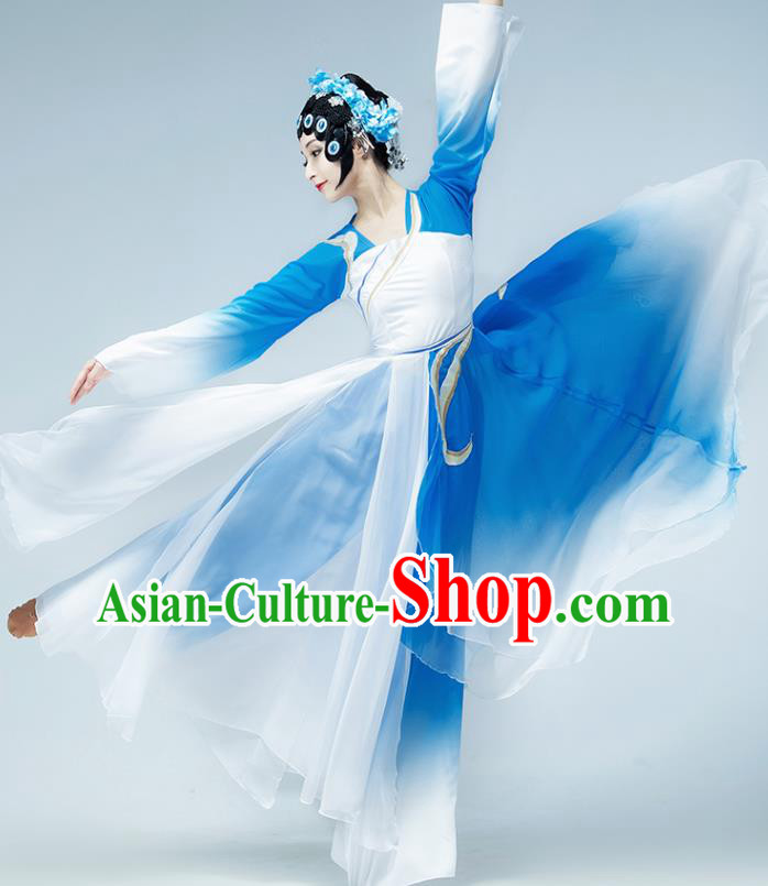Chinese Beijing Opera Dance Blue Dress Classical Dance Stage Performance Clothing