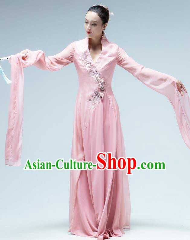 Chinese Classical Dance Pink Water Sleeve Dress Umbrella Dance Performance Clothing