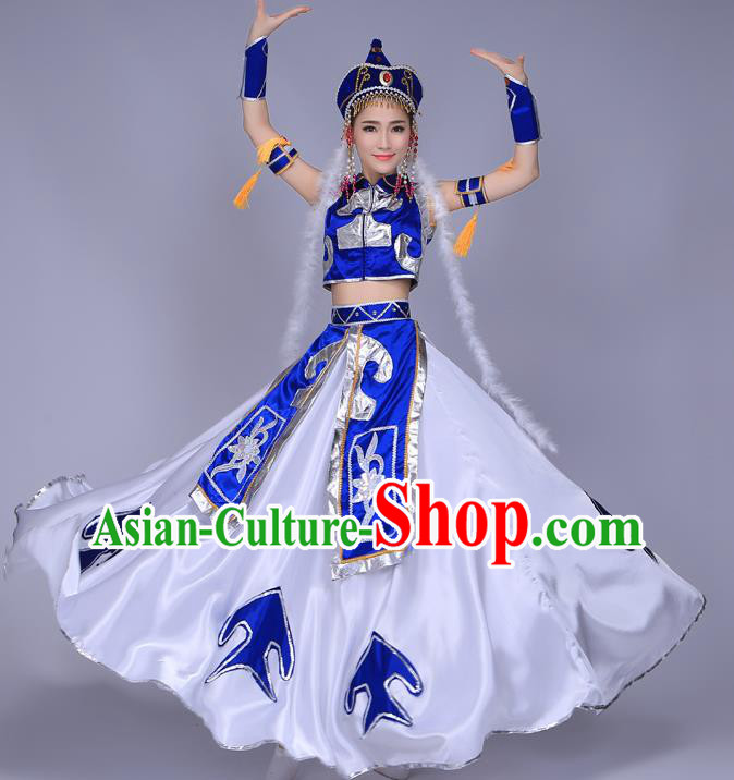 Chinese Traditional Mongolian Nationality Bride Clothing Mongol Ethnic Folk Dance Wedding Dress