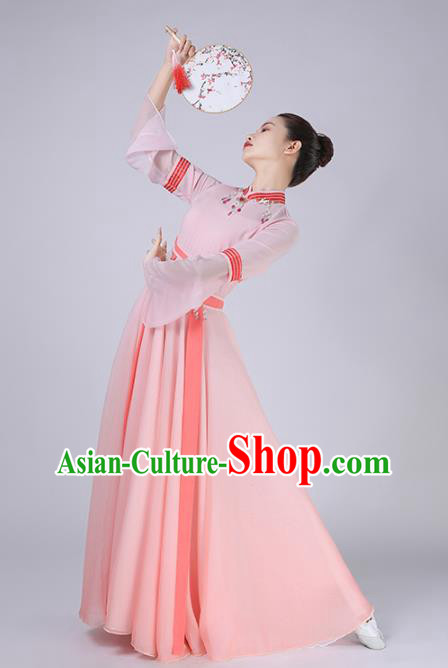 China Female Group Dance Clothing Fan Dance Costume Classical Dance Pink Dress