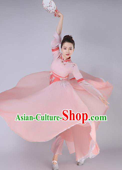 China Female Group Dance Clothing Fan Dance Costume Classical Dance Pink Dress