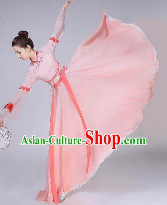 China Female Group Dance Clothing Fan Dance Costume Classical Dance Pink Dress