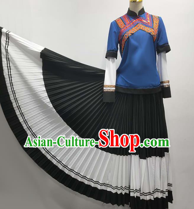 Chinese Ethnic Folk Dance Dress Traditional Yi Nationality Stage Performance Outfits Clothing