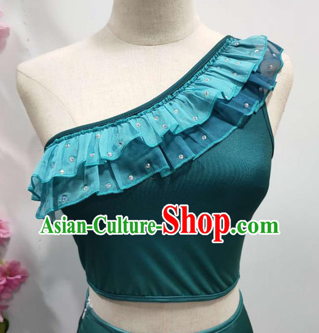 Chinese Traditional Dai Nationality Performance Deep Green Dress Yunnan Ethnic Peacock Dance Clothing