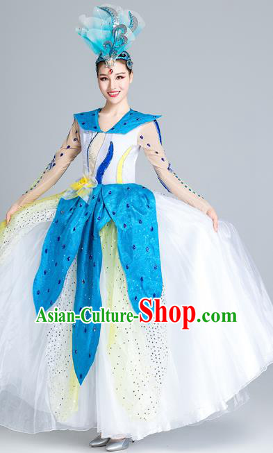 China Stage Performance White Dress Spring Festival Gala Opening Dance Costume Modern Dance Clothing
