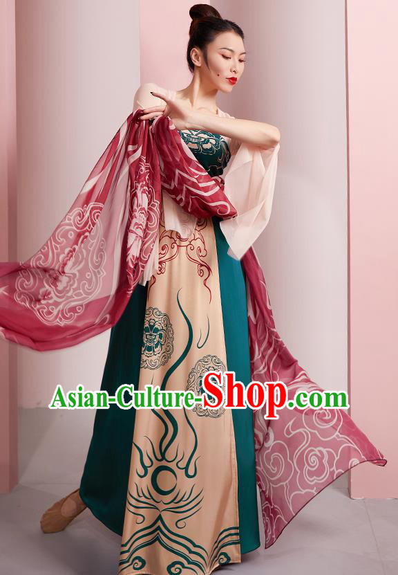 China Woman Group Dance Costume Classical Dance Clothing Tang Dynasty Dance Hanfu Dress