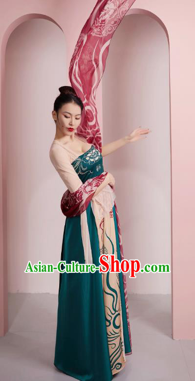 China Woman Group Dance Costume Classical Dance Clothing Tang Dynasty Dance Hanfu Dress