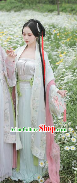 China Traditional Song Dynasty Palace Lady Historical Costumes Ancient Young Woman Hanfu Dress
